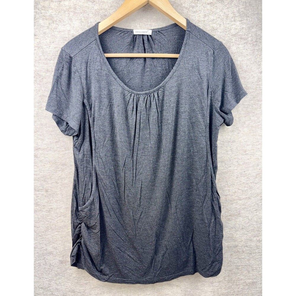 Smallshow Women’s Maternity Shirt XL Open Sides Heather Gray